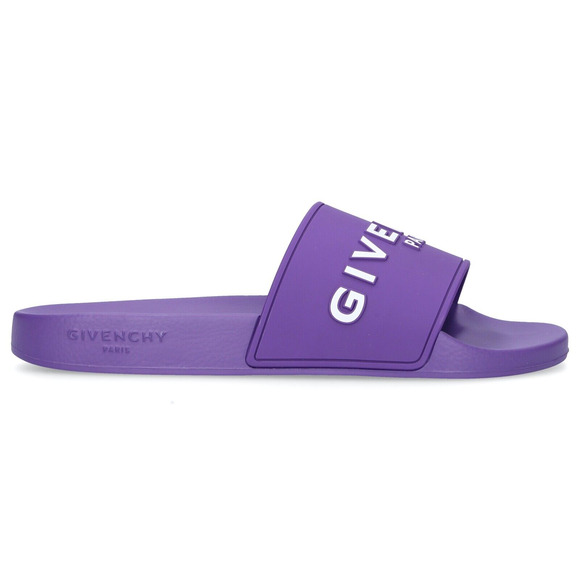 Givenchy Paris Purple Rubber White Logo Slide On Pool Sandal Flip Flop Flat 36 - Picture 1 of 12